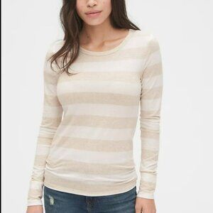 GAP Featherweight Striped Long Sleeve Crewneck Tee Size Large